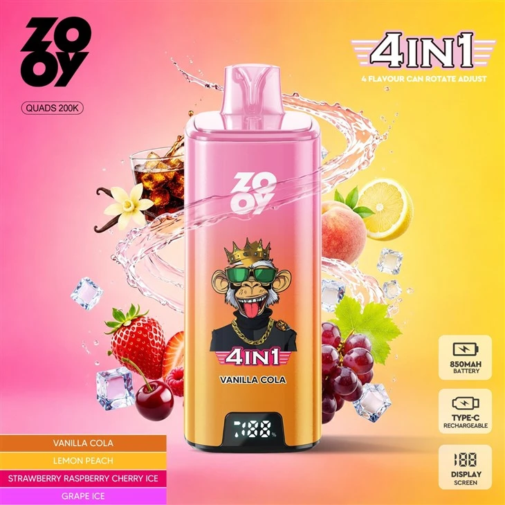 ZOOY 4in1 Quads 200k Puffs Disposable Vape EU Warehouse factory