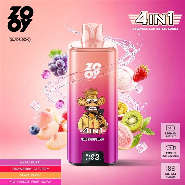 ZOOY 4in1 Quads 200k Puffs Disposable Vape EU Warehouse best